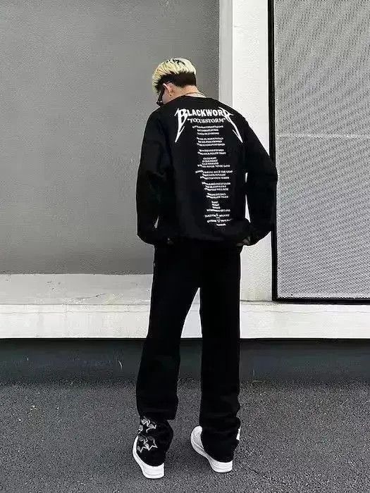 Japanese Brand Stars Graphic Black Baggy Denim Jeans Size US 32 / EU 48 - 3 Thumbnail