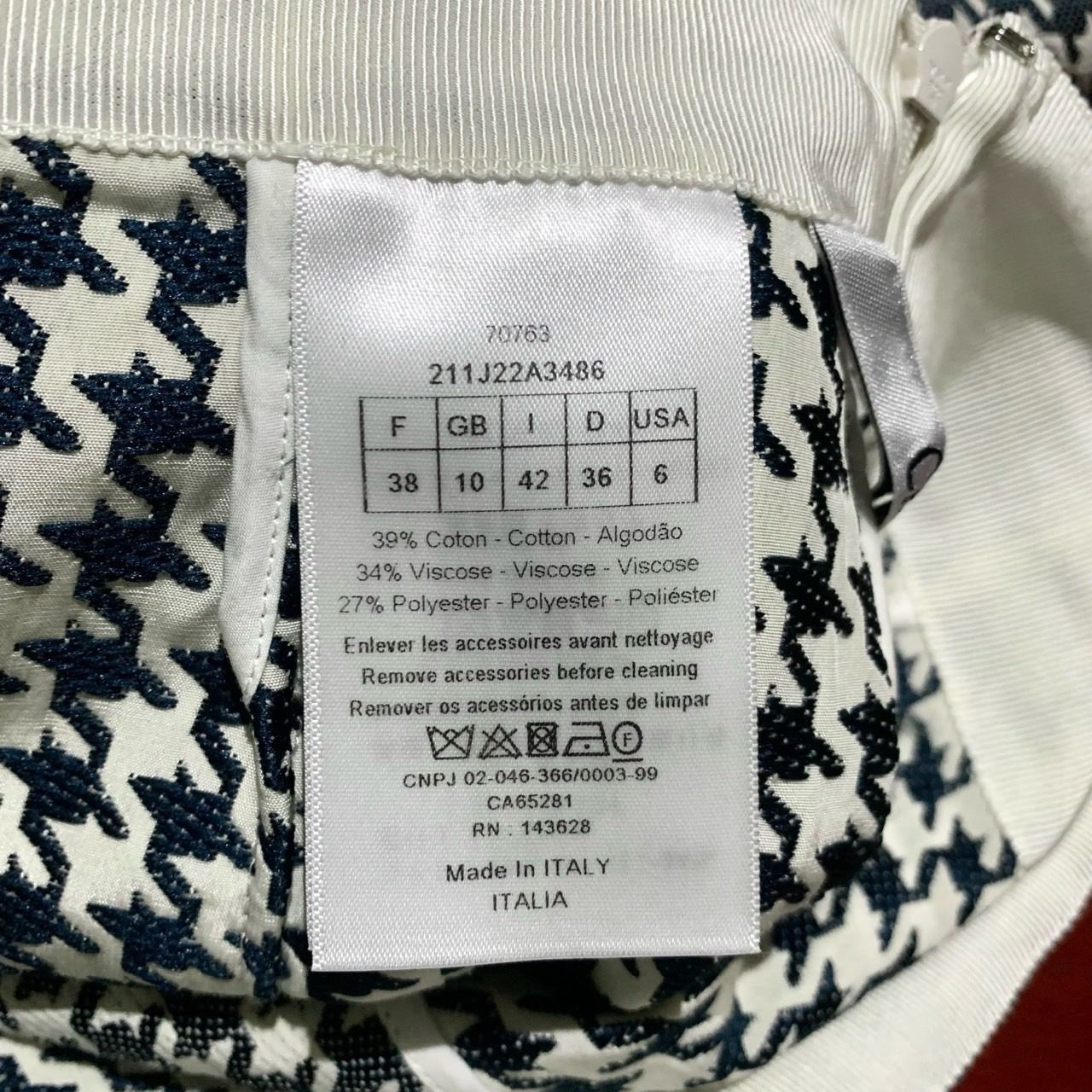 Dior Christian Dior Houndstooth A-Line Skirt With Logo Button Mad Size 42" / US 20 - 4 Thumbnail