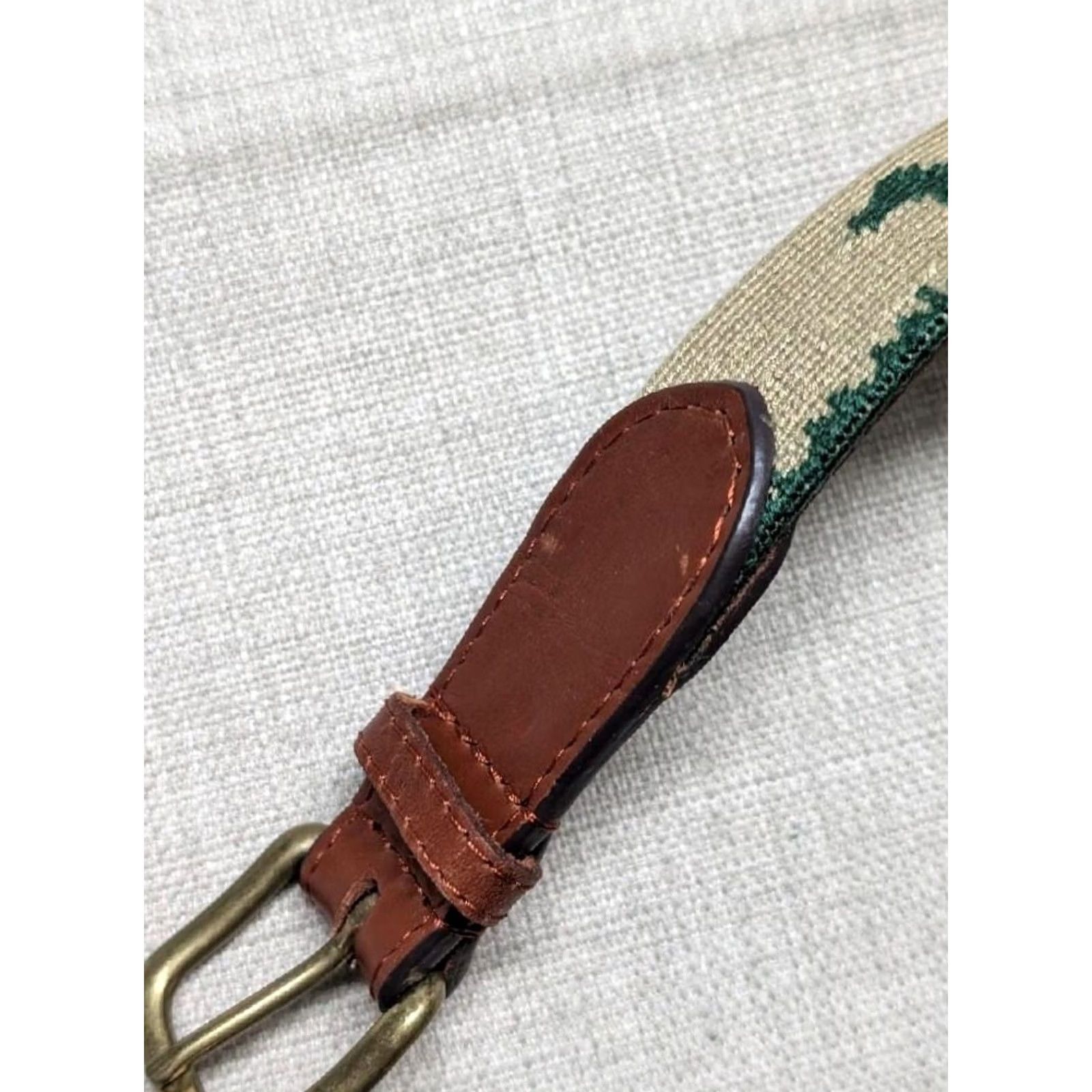 Smathers & Branson VINTAGE Smathers & Branson needlepoint belt 38 brown leather DOG fox hunting GOLF preppy Size 38 - 4 Thumbnail