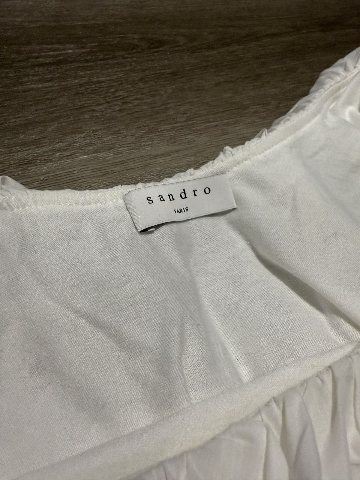 Sandro Sandro White Lace Ruffle Off-Shoulder Crop Top (S) Size S / US 4 / IT 40 - 3 Thumbnail