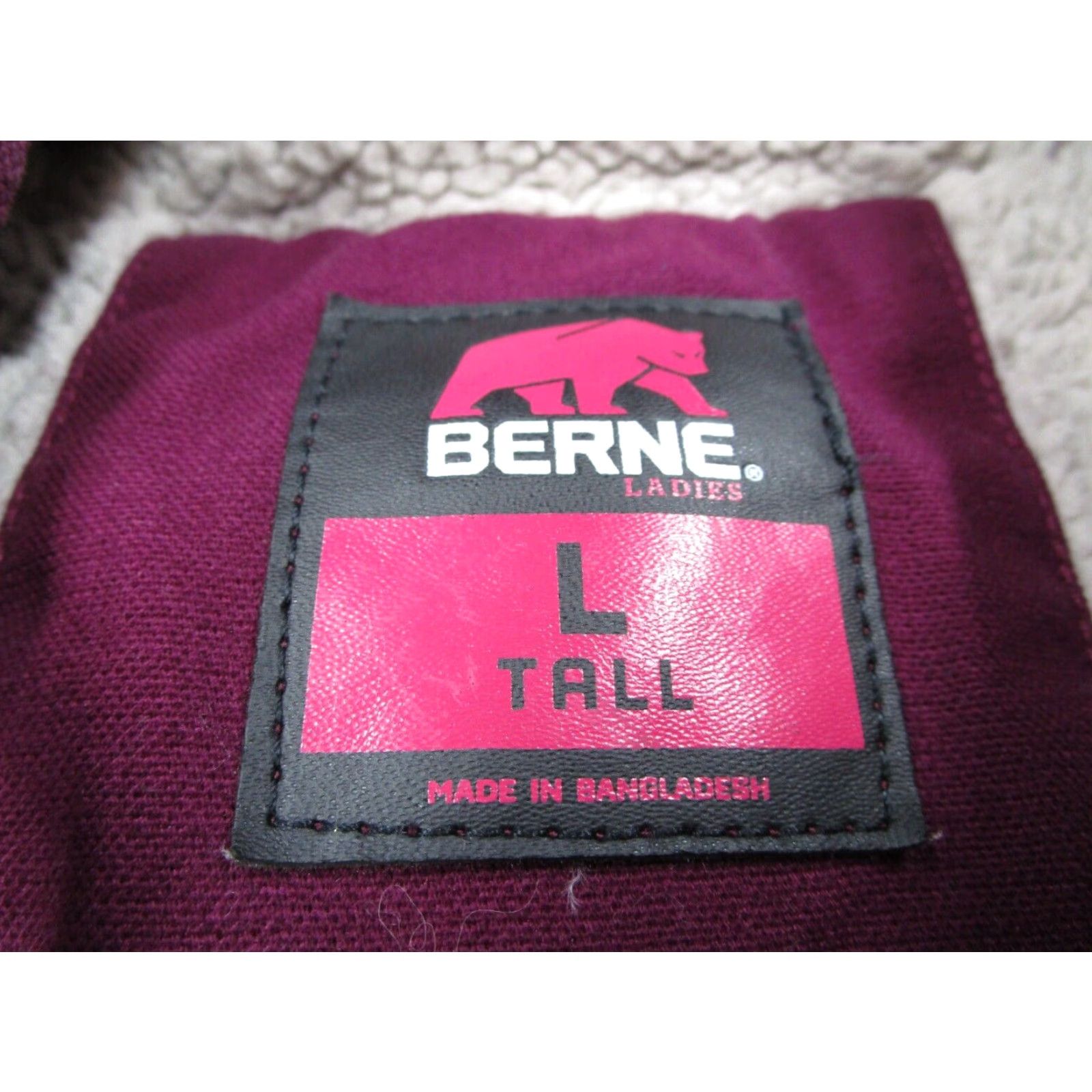 Vintage Berne Jacket Women Large Tall Red Sherpa Lined Full Zip Hooded Workwear Size L / US 10 / IT 46 - 2 Thumbnail