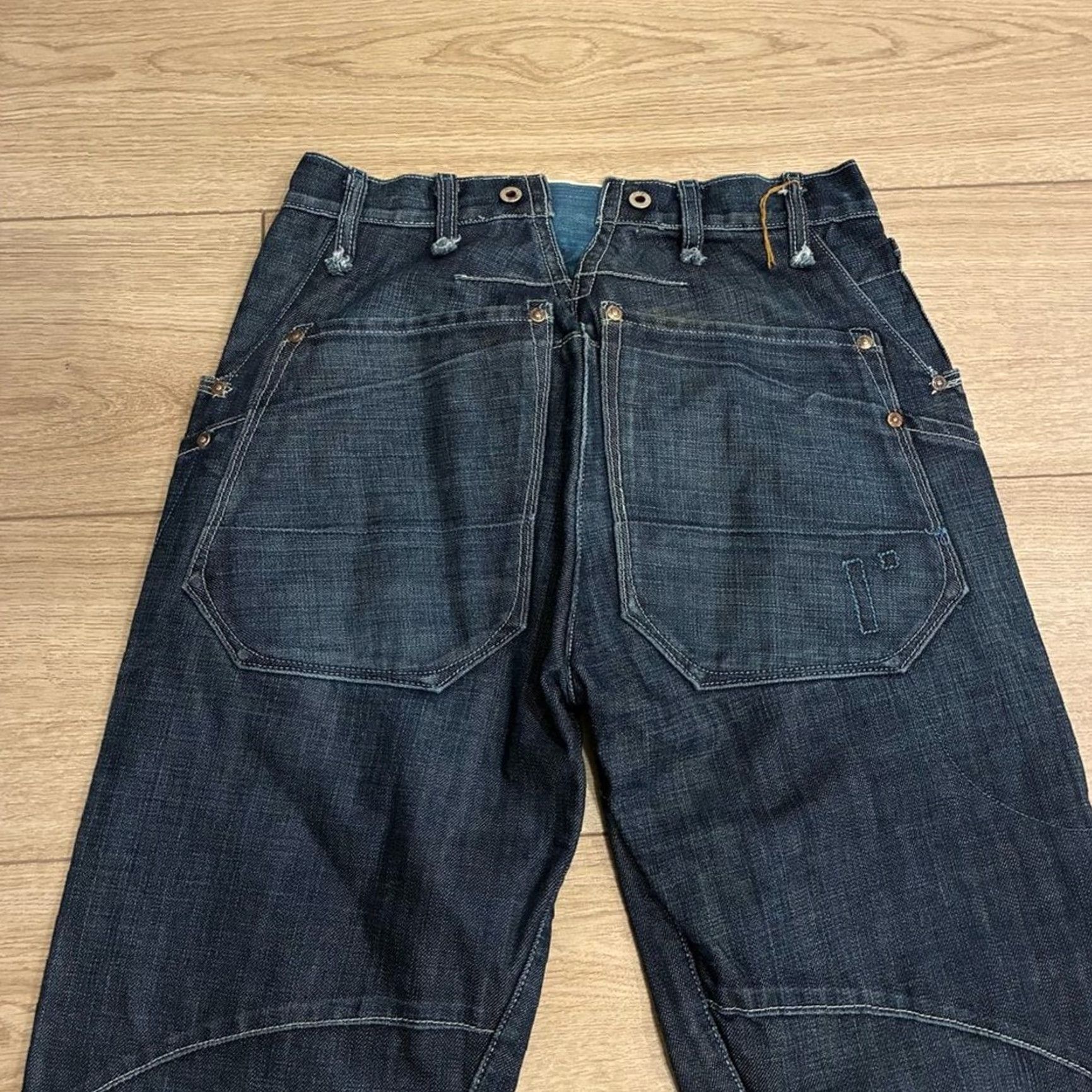 Doublet Rogan Jeans Men Dark Wash Funnel Double Knee Distressed Button Fly Size 28x32 Regular 32in Straight NWT Size US 28 / EU 44 - 8 Thumbnail