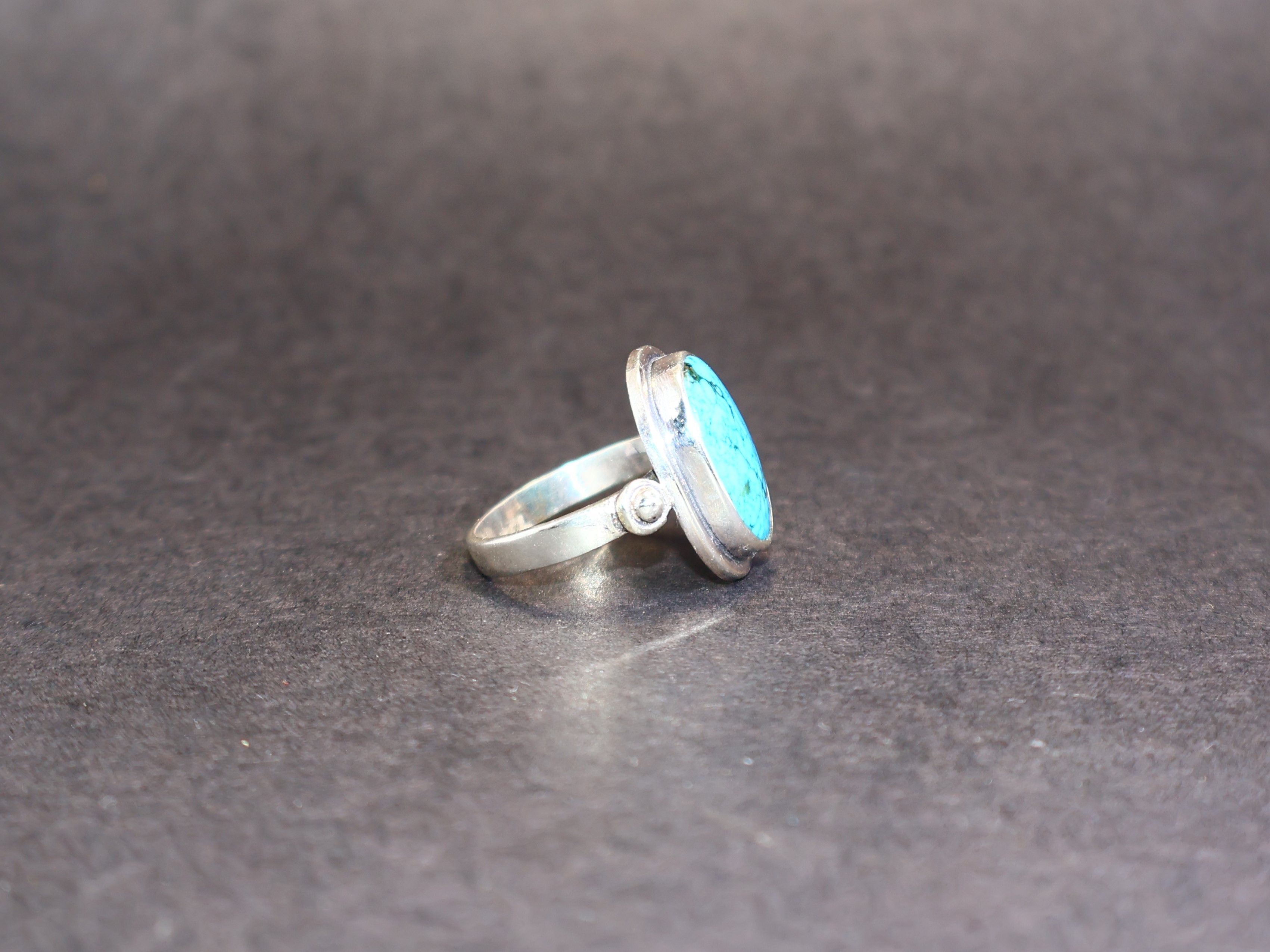 Handmade Turquoise Ring, Sterling Silver Handmade Green Gemstone Ring Size ONE SIZE - 7 Thumbnail