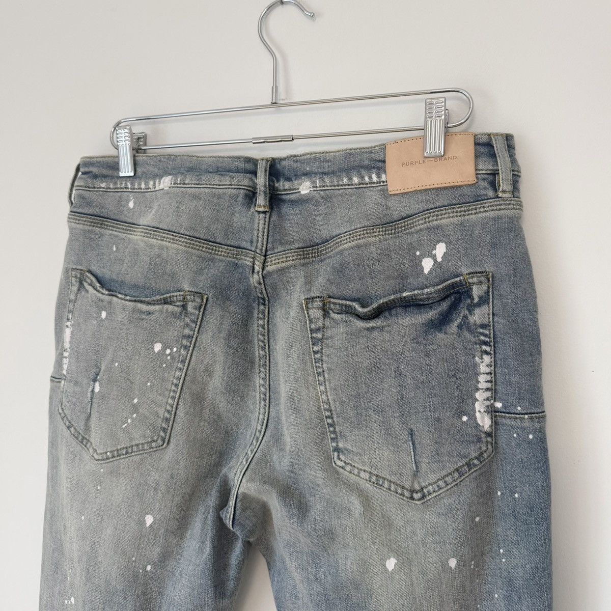 Purple Brand Purple Brand P001 Light Indigo Paint Blowout Distress Jeans Size US 34 / EU 50 - 9 Thumbnail
