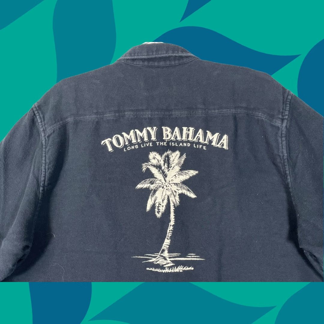 Tommy Bahama Shirt Mens 2XL Black Flannel Palm Tree Embroidered Long Sleeve, Men's (Size Xxl)