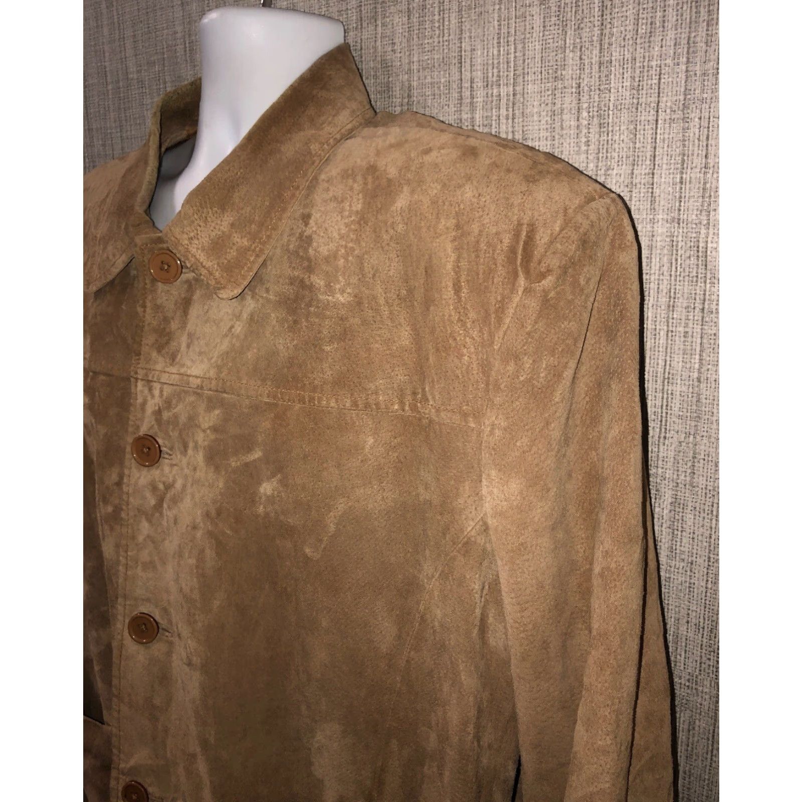 Vintage Caribou Creek Jacket Beige Leather Quilt Lined Button Front Size L Mens Size US L / EU 52-54 / 3 - 2 Thumbnail