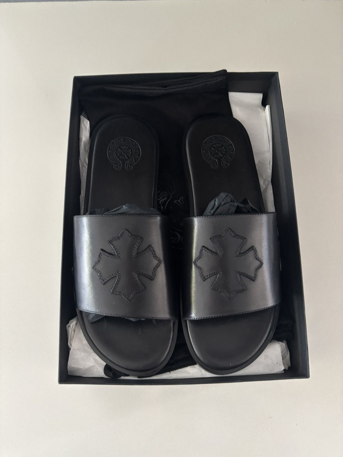 Chrome Hearts Chrome Hearts Leather Plus Patch Slides Brand New Size US 10.5 / EU 43-44 - 1 Thumbnail