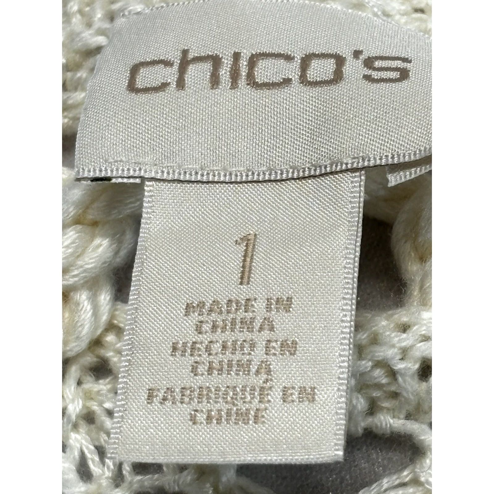 Vintage Chicos Sweater Shirt Open Knit Pullover 3/4 Sleeve M Womens Ivory Cream Knit Festival Y2K Crochet Size M / US 6-8 / IT 42-44 - 6 Thumbnail