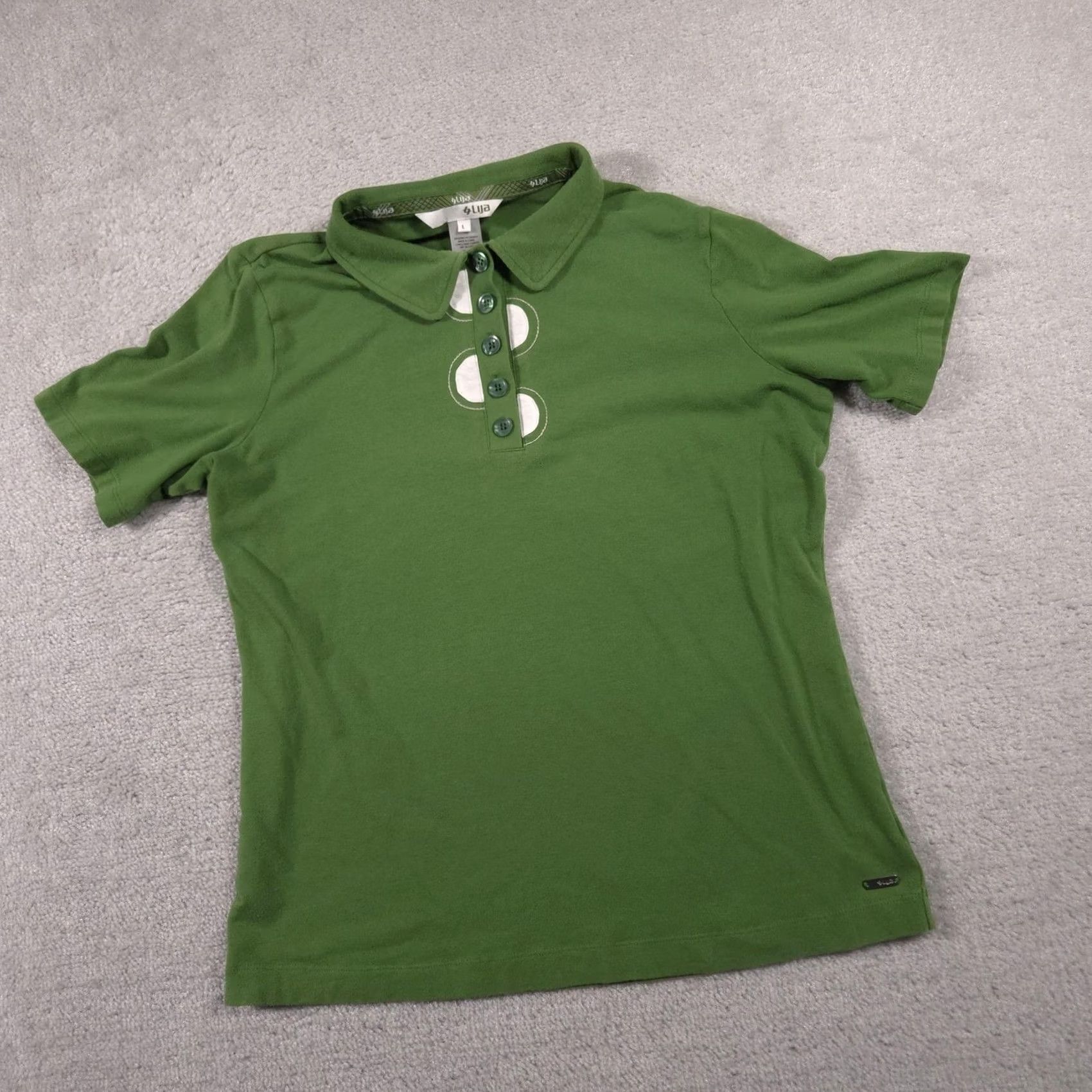 Vintage Lija Polo Shirt Womens Large Green Button Up Collar Golf Athletic Performance Shirt Size L / US 10 / IT 46 - 2 Thumbnail