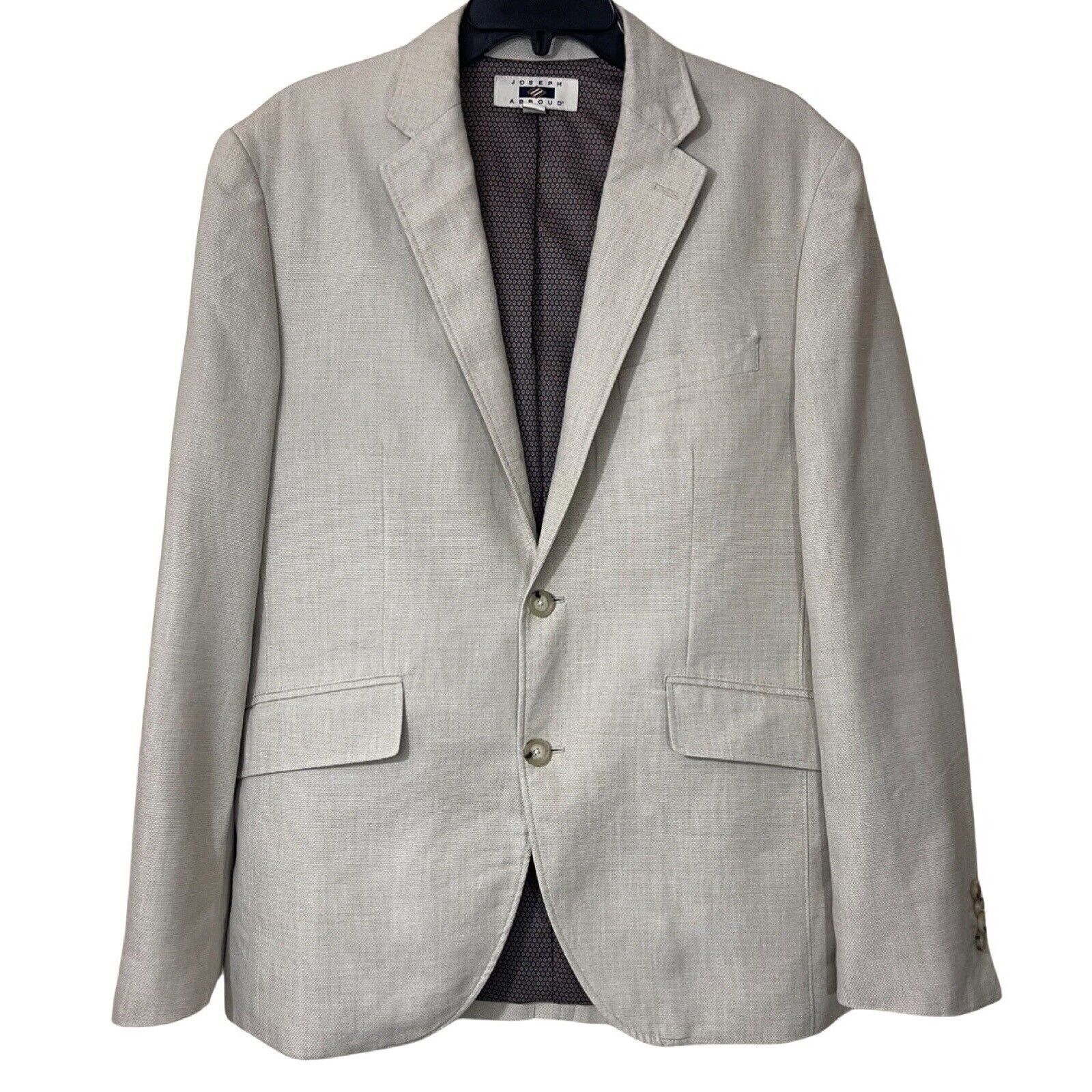 Joseph Abboud Joseph Abboud Button Jacket Mens M Beige Linen Blend Blazer Size 40R - 1 Thumbnail