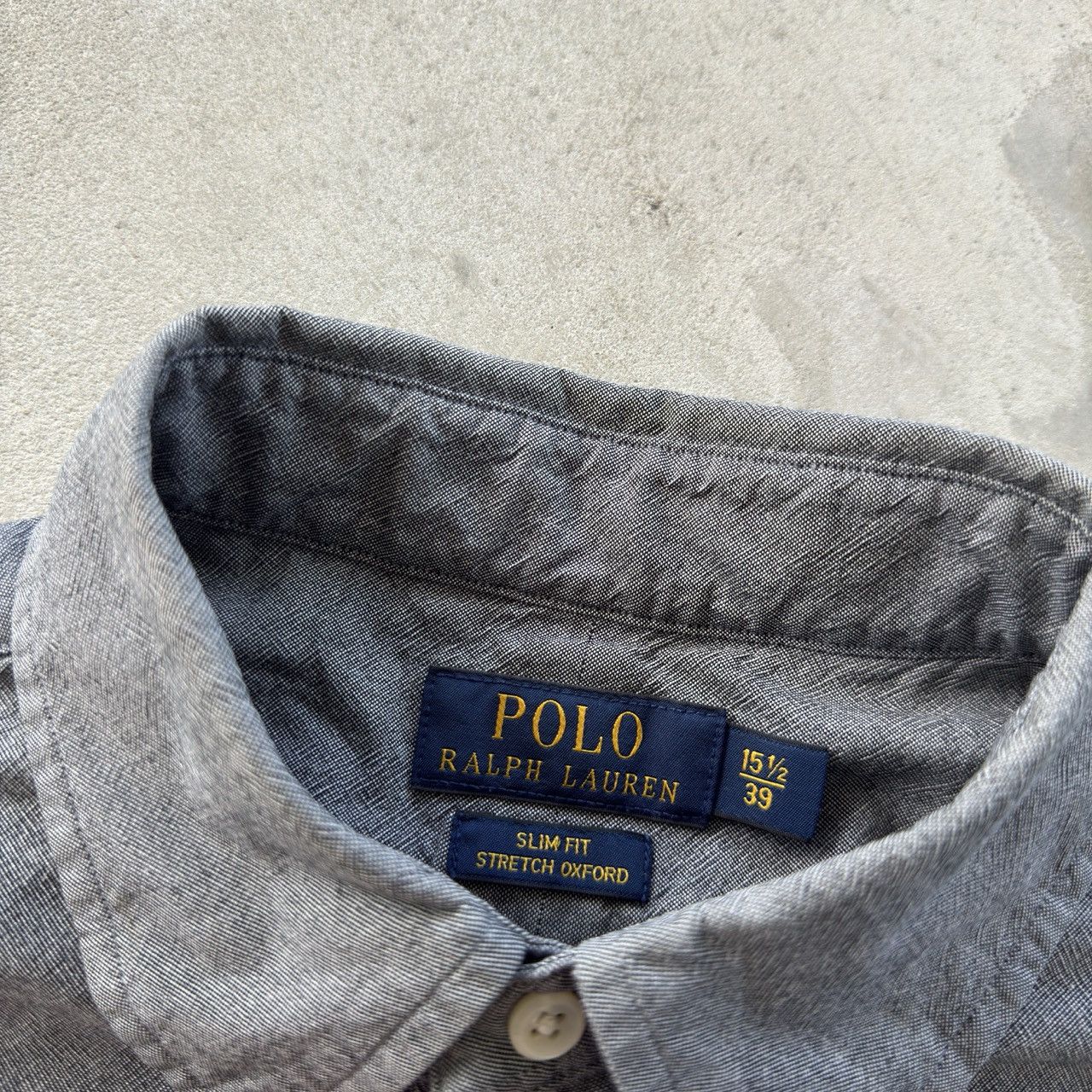 Polo Ralph Lauren Polo Ralph Lauren Grey Slim Fit Stretch Oxford Shirt 15.5 Size US M / EU 48-50 / 2 - 5 Thumbnail