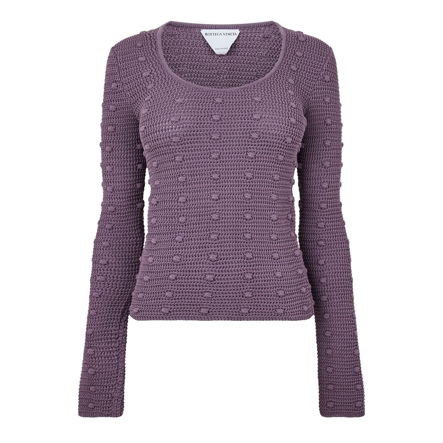 Bottega Veneta Bottega Veneta Scoop Neck Long Sleeve Sweater in Purple Size M / US 6-8 / IT 42-44 - 1 Thumbnail