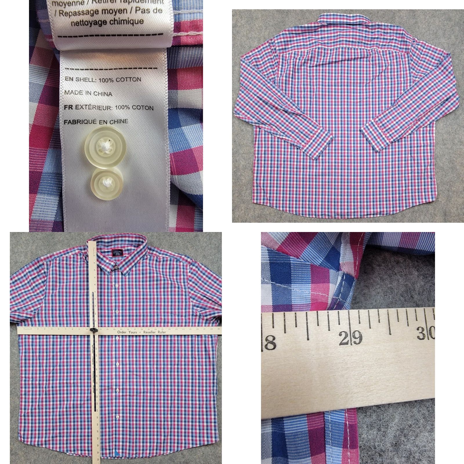 UNTUCKit UNTUCKit Shirt Mens 3XLC Red White Blue Plaid Check Wrinkle Free Redding WF Button-Up Collar Spread Size US XXL / EU 58 / 5 - 8 Thumbnail