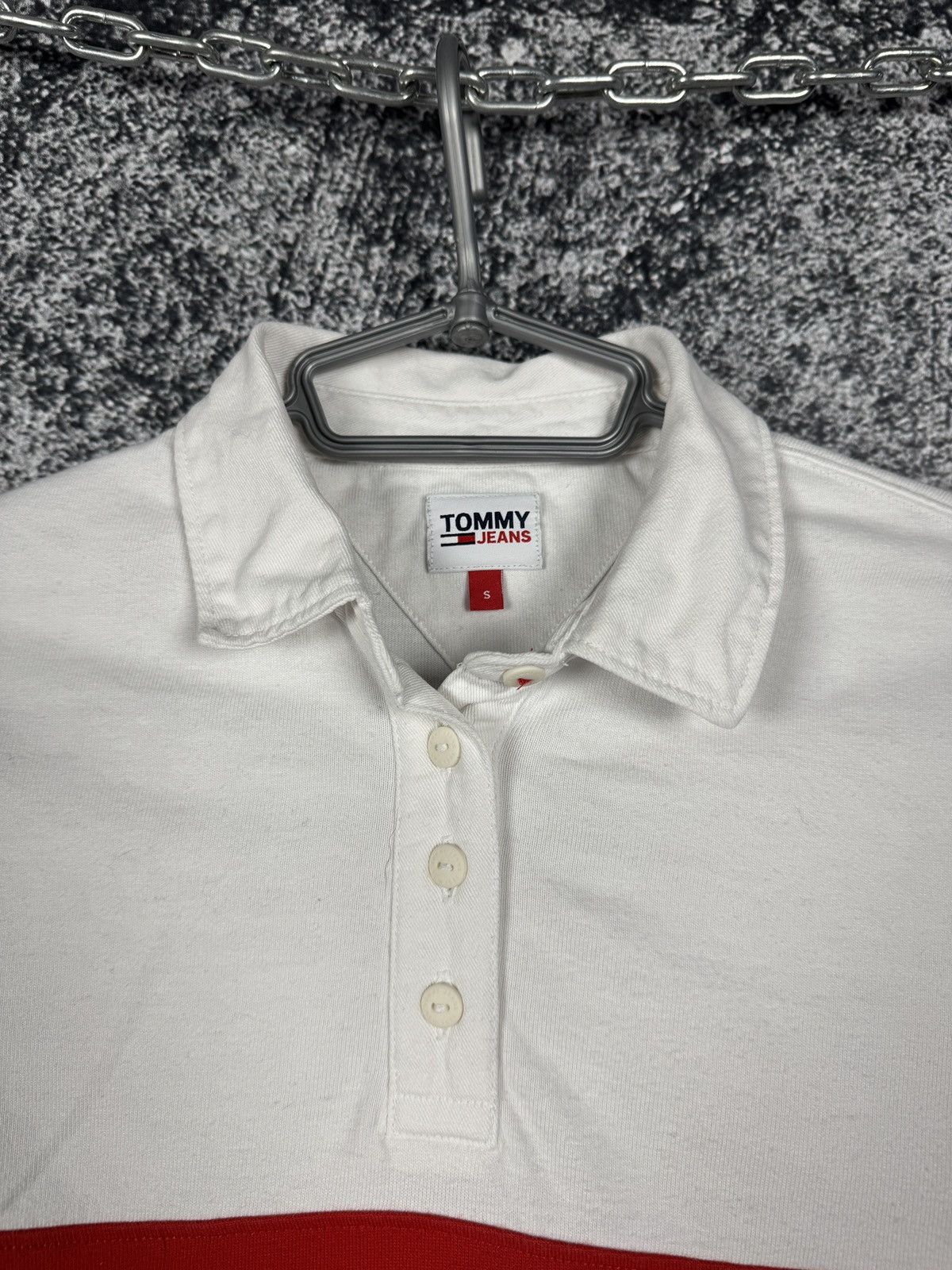 Tommy Jeans Tommy Jeans Long Sleeve Polo Shirt Rugby Style Big Logo Sz S Size S / US 4 / IT 40 - 6 Thumbnail
