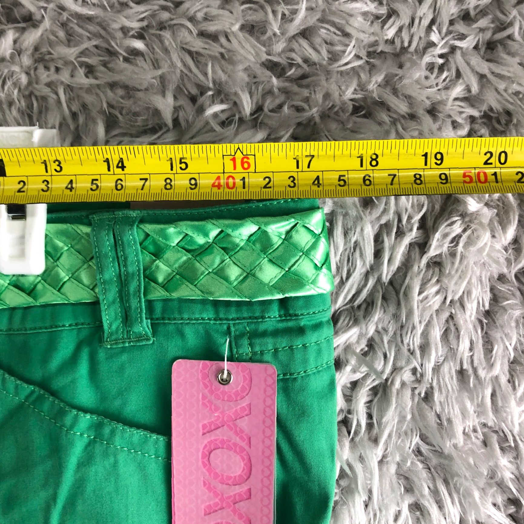 XOXO XOXO Bermuda Green Shorts With Belt Women Juniors Size 13/14 Mid Rise Casual Beach Walking 5-Pocket Design Regular Inseam 8 in Size 34" / US 12 / IT 48 - 2 Thumbnail