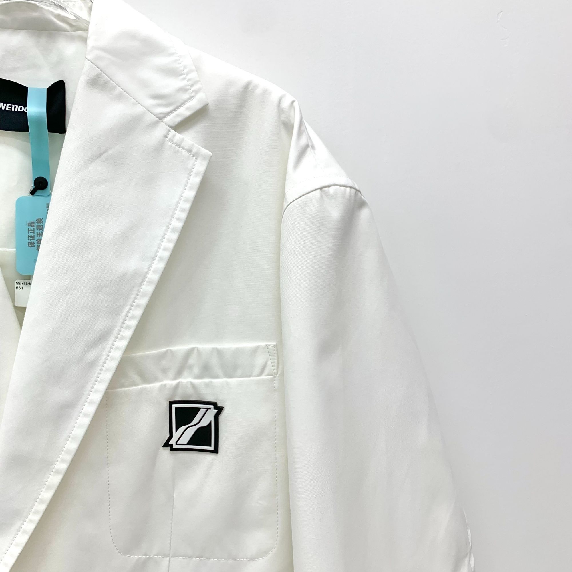 WE11DONE We11done White Logo Patch Cotton Blazer Jacket (Size XS) Size XS / US 0-2 / IT 36-38 - 5 Thumbnail