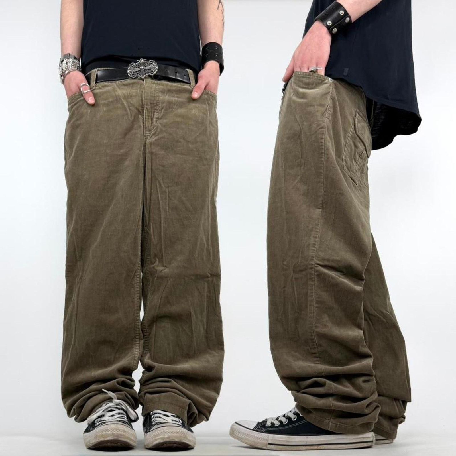 Vintage y2k corduroy grunge faded baggy wide leg pants