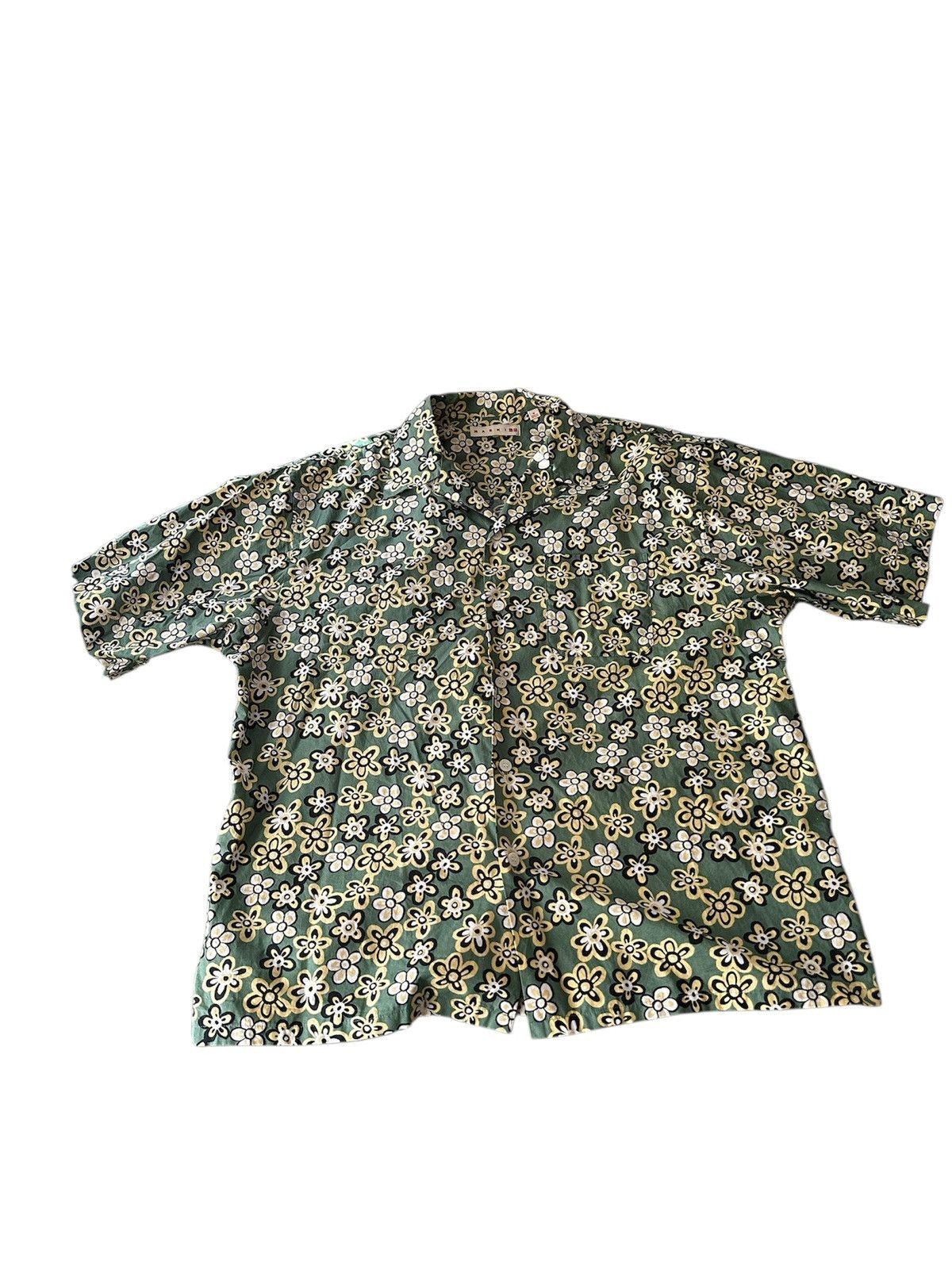Marni × Uniqlo Marni x Uniqlo Oversized Green Floral Open Collar Shirt Size US M / EU 48-50 / 2 - 1 Thumbnail