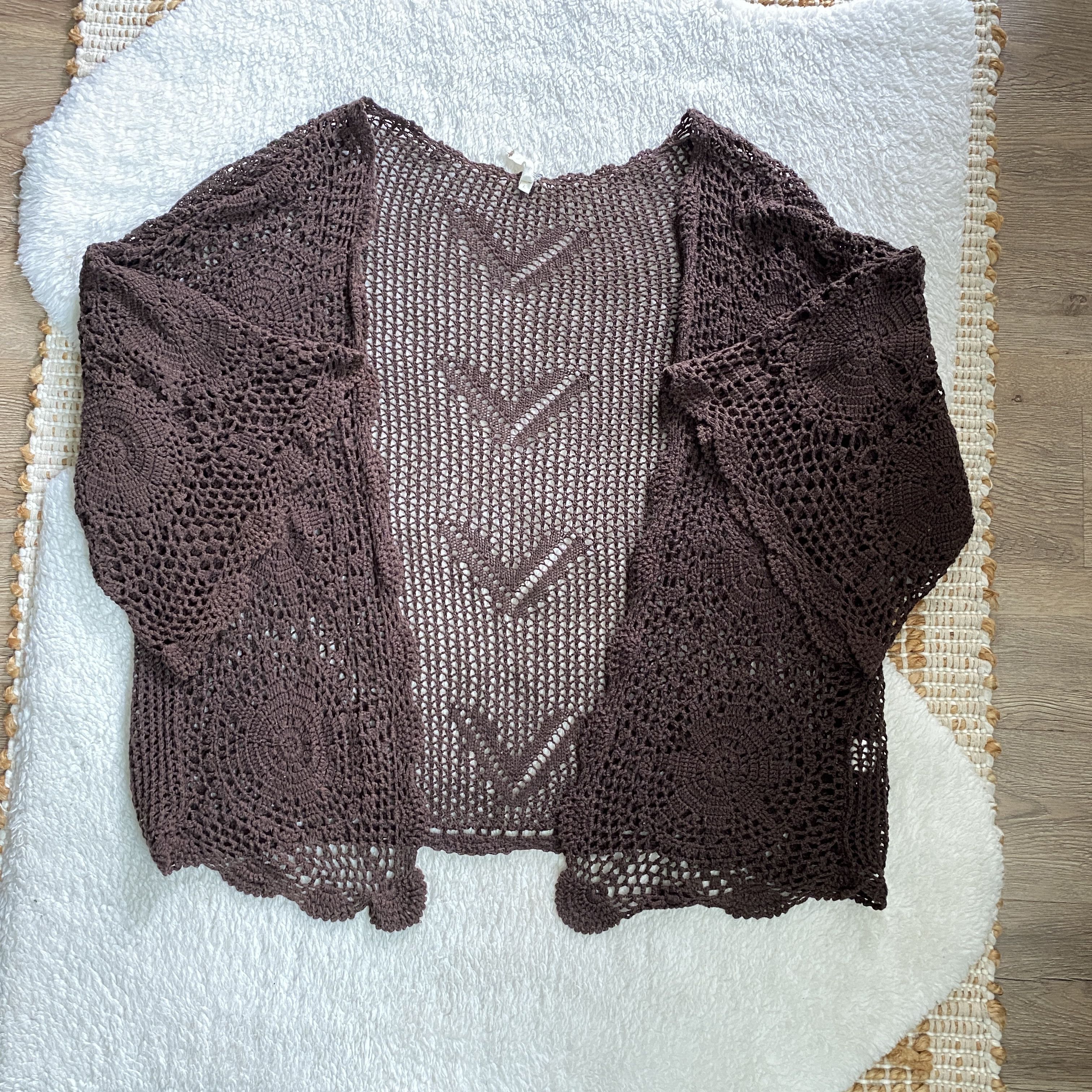 Other Boho Crochet Open Cardigan Sweater – Willow & Clay Size L / US 10 / IT 46 - 1 Thumbnail