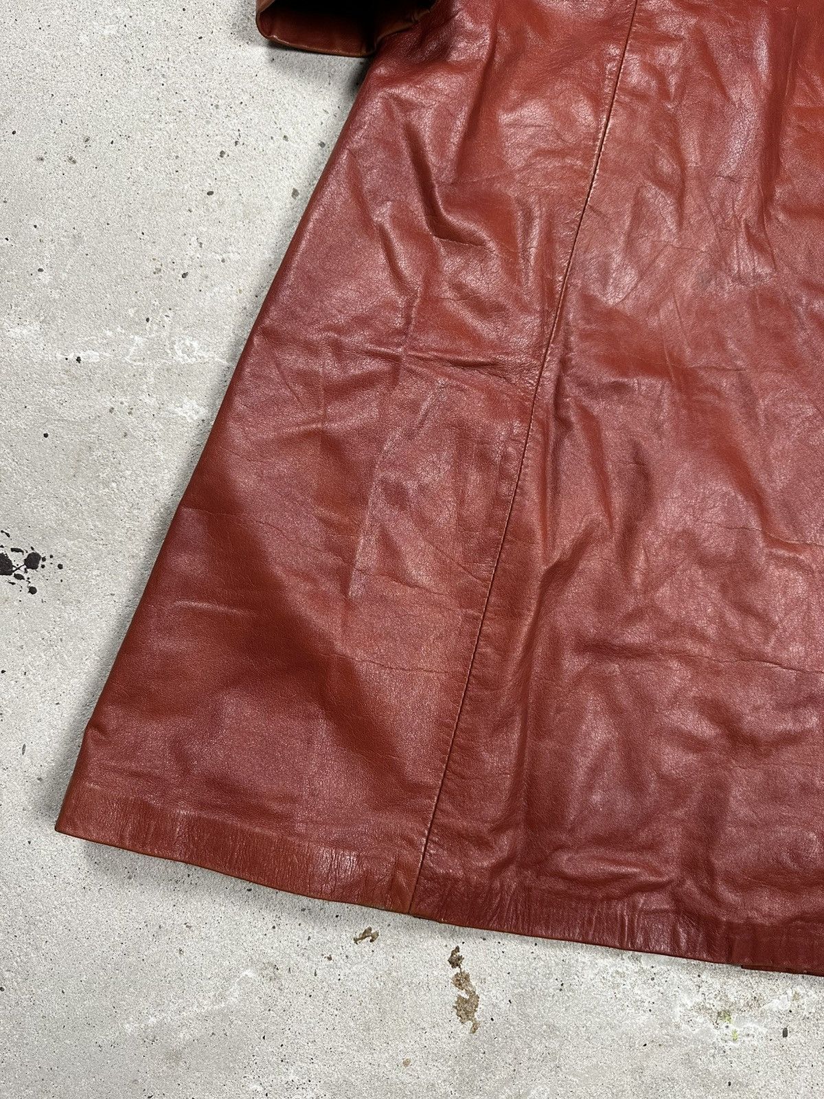 Vintage Vintage 90s Genuine Leather Fur Collar Long Coat Size L / US 10 / IT 46 - 12 Thumbnail