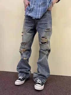 VIBE High street wasteland style ripped tie-dye baggy jeans Size US 34 / EU 50 - 7 Thumbnail