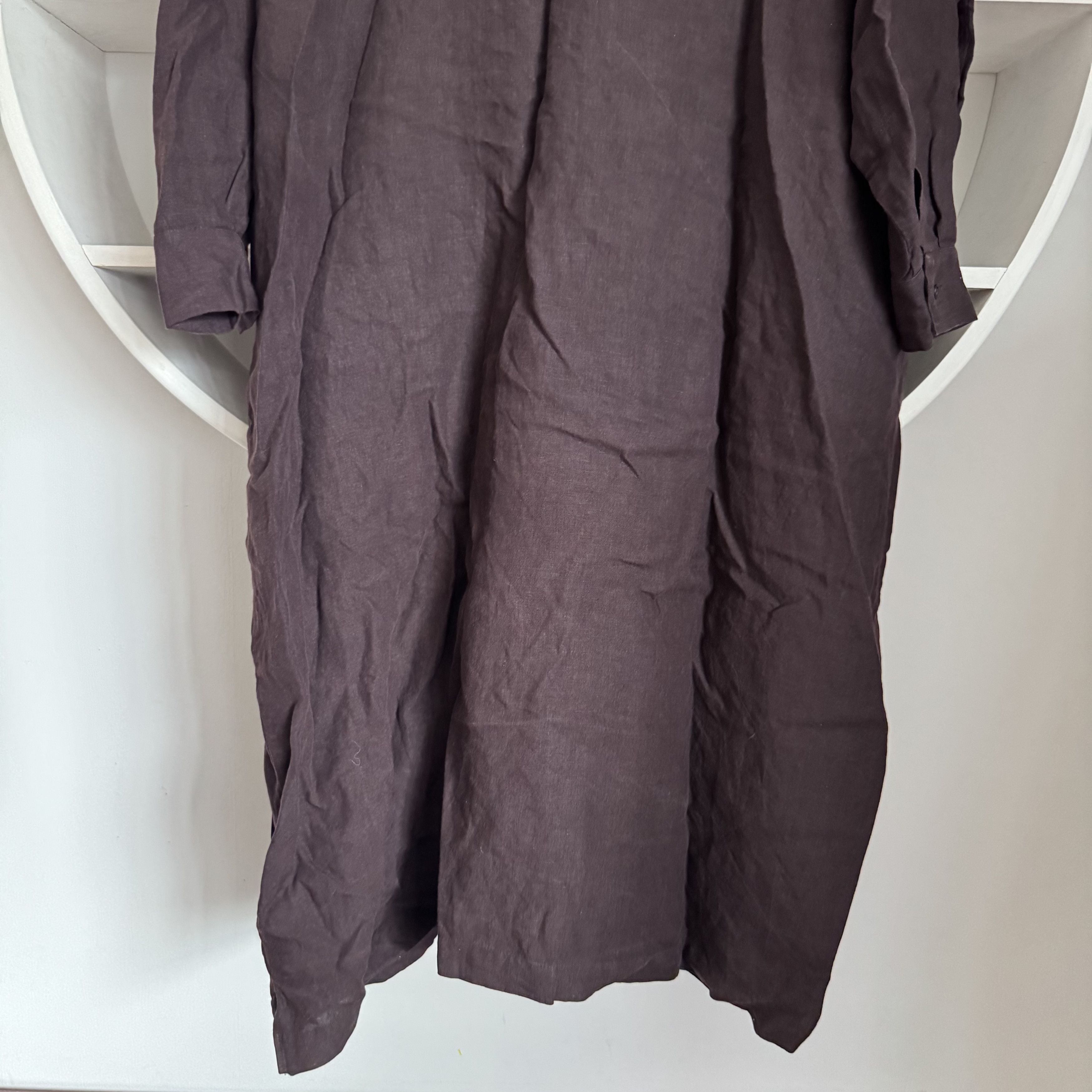 eskandar Women’s ESKANDAR 100% Linen Burgundy Button-Up Dress Shirt Size ONE SIZE - 8 Thumbnail