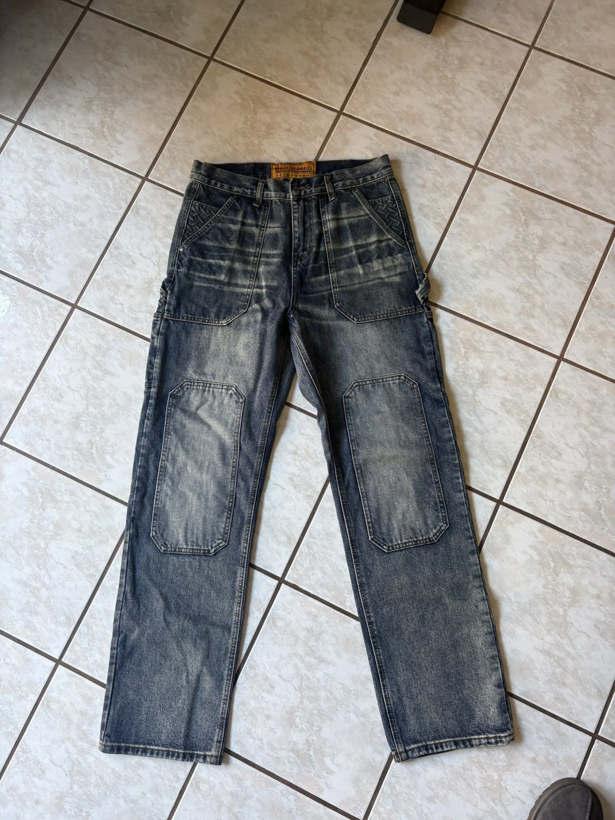 Menace Menace STEEL EMBOSSED DENIM CARPENTER PANTS Size US 32 / EU 48 - 1 Thumbnail