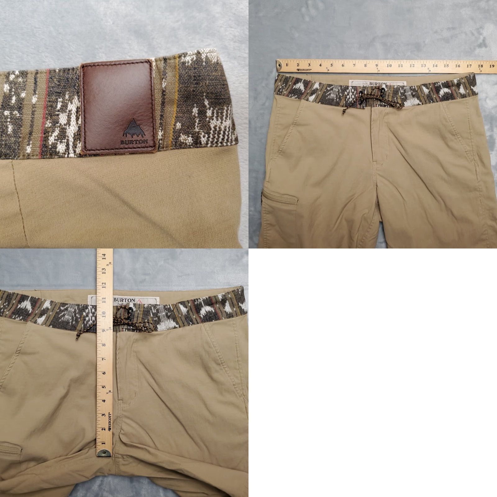Burton Burton Shorts Mens 34 Tan MB Moxie Hybrid Drawstring Cargo Pocket Board Surf Bermuda Beige Quick Dry Zip Pocket Logo Men 34 Mens Size US 34 / EU 50 - 8 Thumbnail