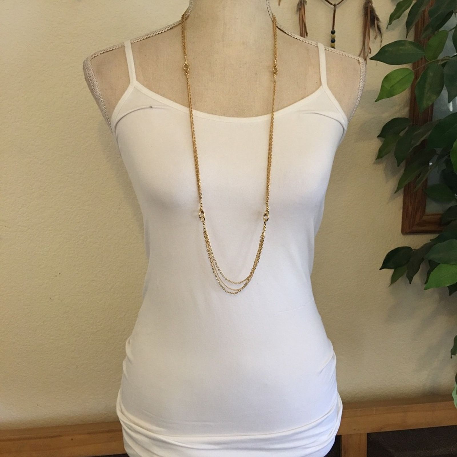 Vintage Vintage shiny gold multi strand chain necklace Size ONE SIZE - 3 Thumbnail