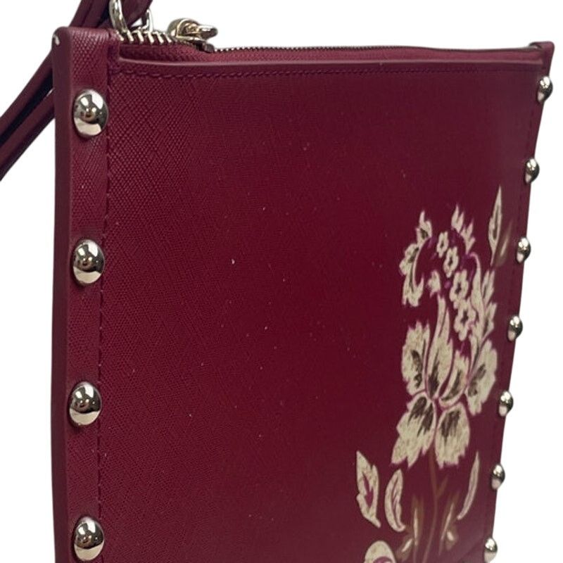 White House Black Market WHBM Red Floral Faux Leather Envelope Purse w Studs Size ONE SIZE - 2 Thumbnail