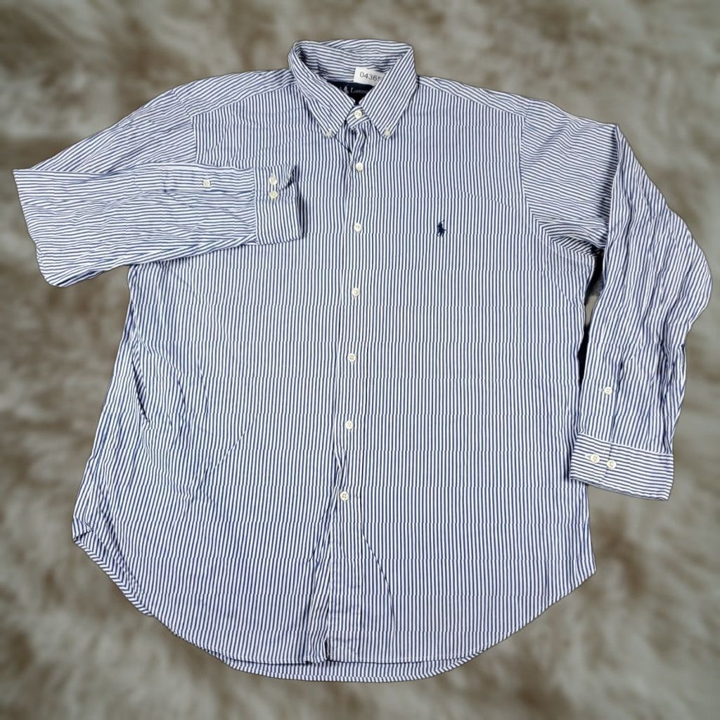 Ralph Lauren Ralph Lauren Dress Shirt Mens 16.5 Blue Striped Button-Up Long Sleeve Regular Fit Non-Iron Size 42R - 1 Thumbnail