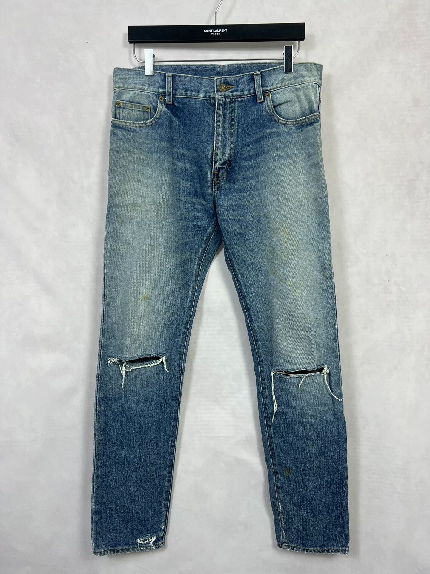 Saint Laurent Paris Saint Laurent Distressed Denim Pants Size US 31 - 1 Thumbnail