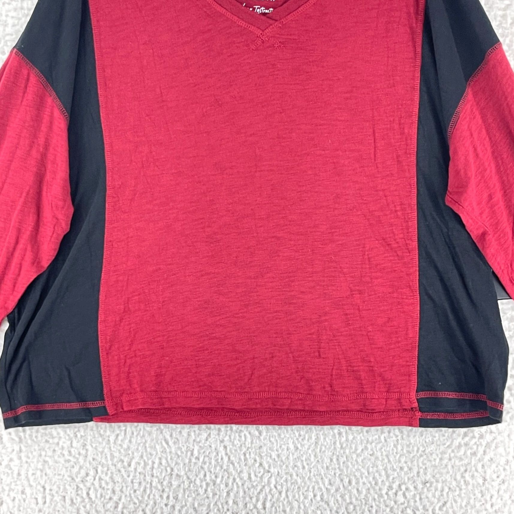 Torrid Torrid T-Shirt Slub V-Neck Long Sleeve Dolman Tee Womens Large Red Black Cotton Modal Size L / US 10 / IT 46 - 7 Thumbnail