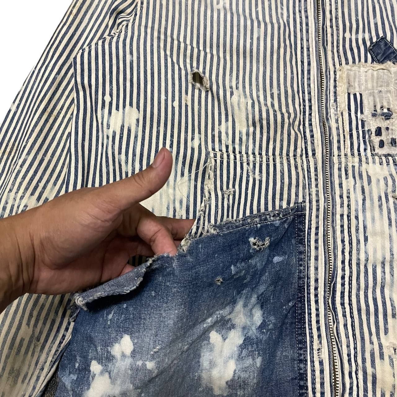 Japanese Brand Vintage Aozora Blue Heaven Thrashed Striped lgb hysterics Size US L / EU 52-54 / 3 - 7 Thumbnail