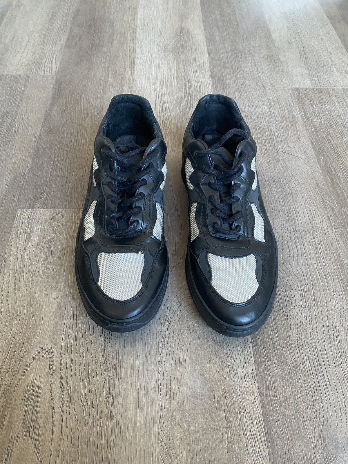 image of Filling Pieces Leather Colorblock Pattern Sneakers in Black, Men's (Size 10)