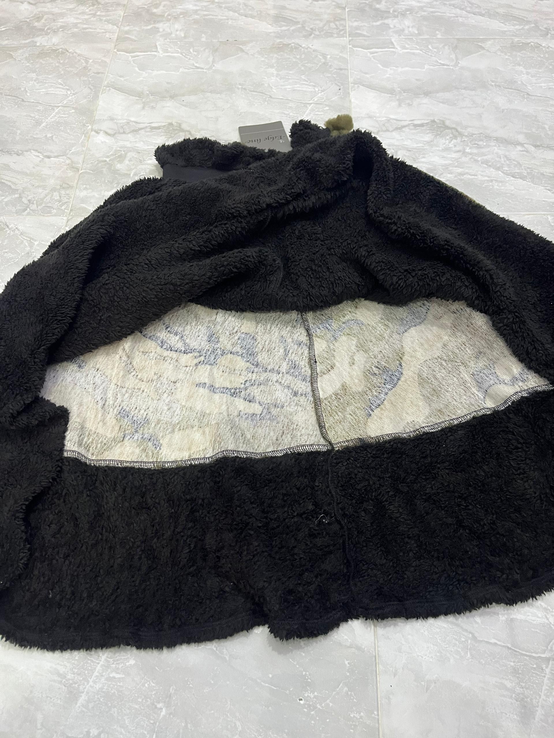 Japanese Brand Edge Line Reversible Camo Black Fleece Skirt Wrap Size 28" / US 6 / IT 42 - 10 Thumbnail