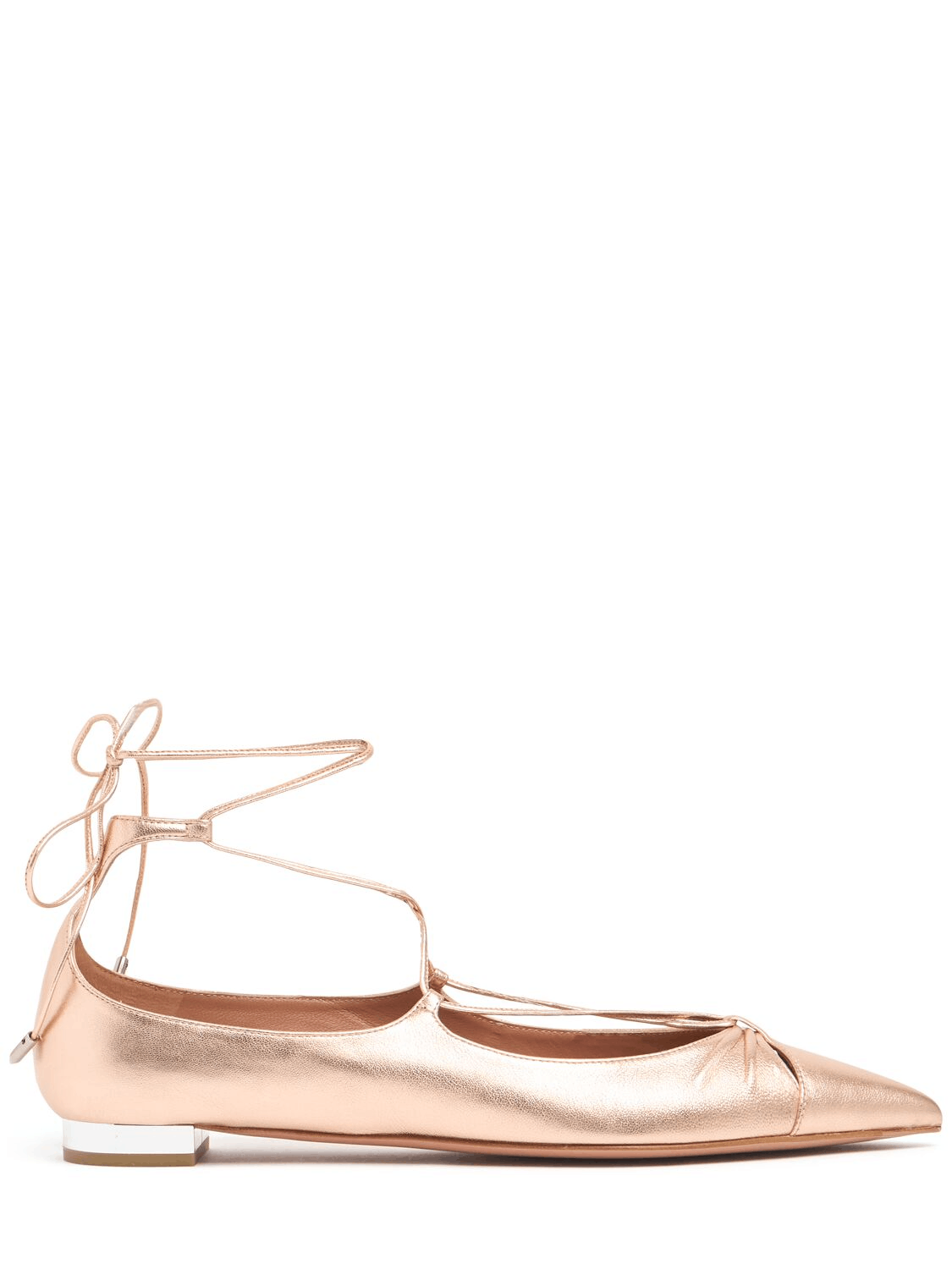AQUAZZURA Gabi New $795 Platinum Lthr Ballerinas