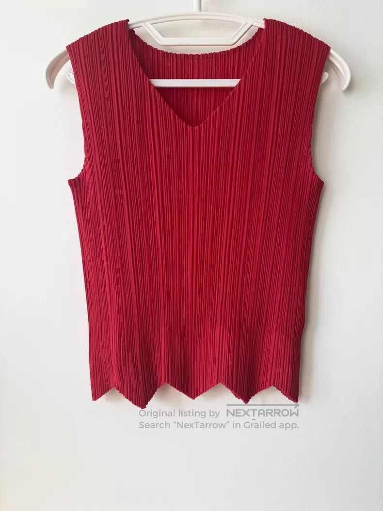 Issey Miyake Issey Miyake Red V-neck irregular vest Size L / US 10 / IT 46 - 1 Thumbnail