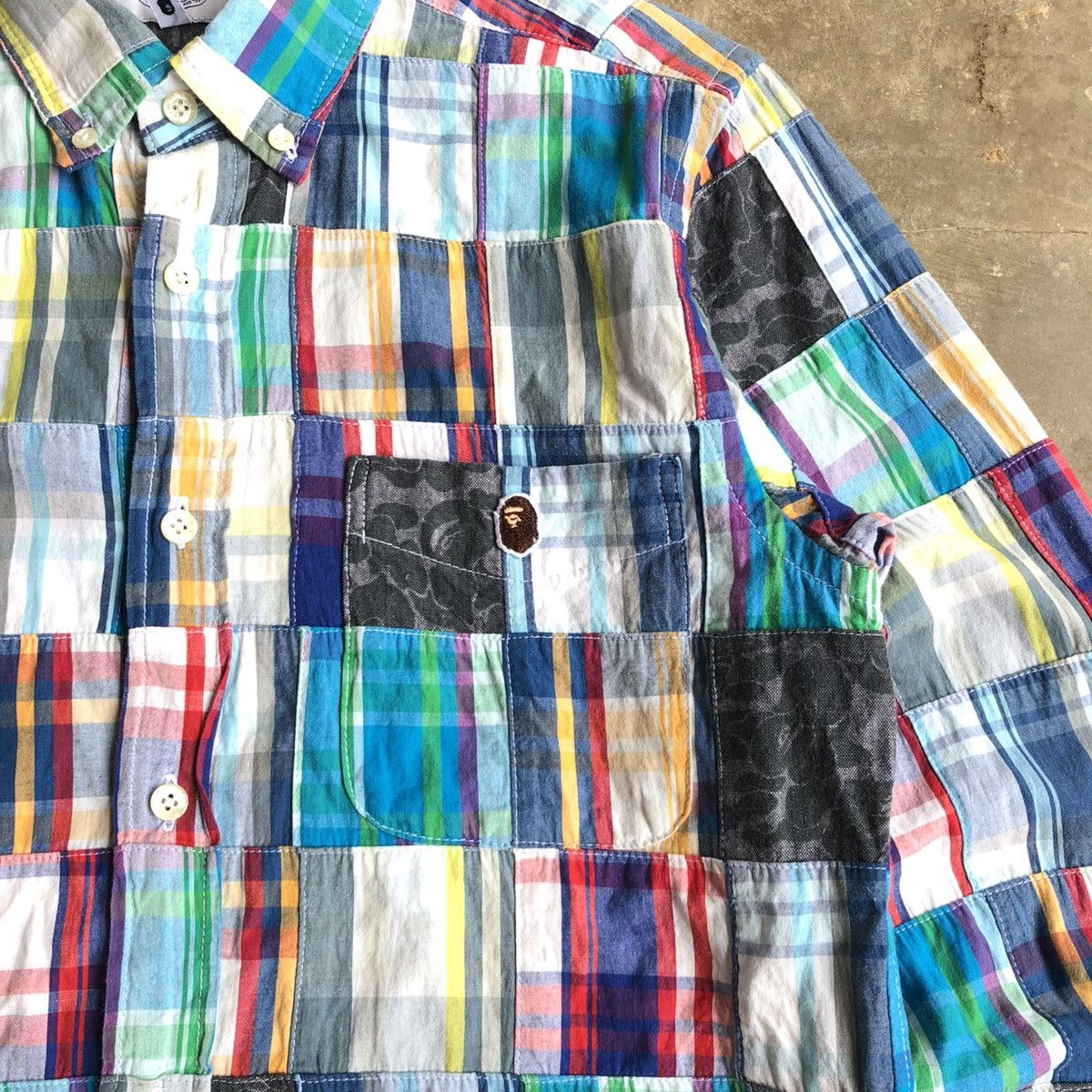 Bape OG Bape A Bathing Ape Camo Patchwork Long Slevee Shirt Size US S / EU 44-46 / 1 - 9 Thumbnail
