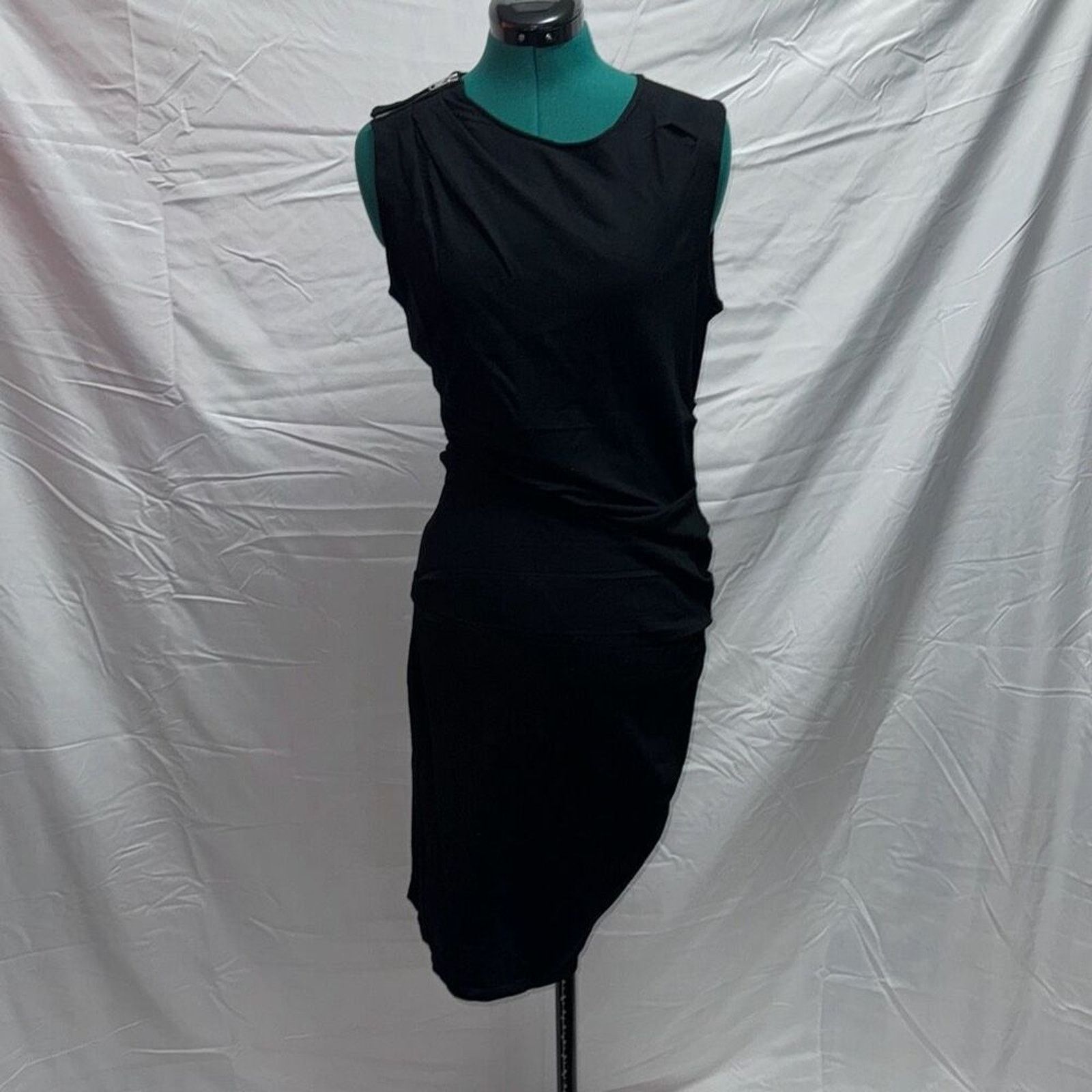 Allsaints All Saints Black Rina Asymmetric Draped Dress | Sz L, NWT Size L / US 10 / IT 46 - 2 Thumbnail