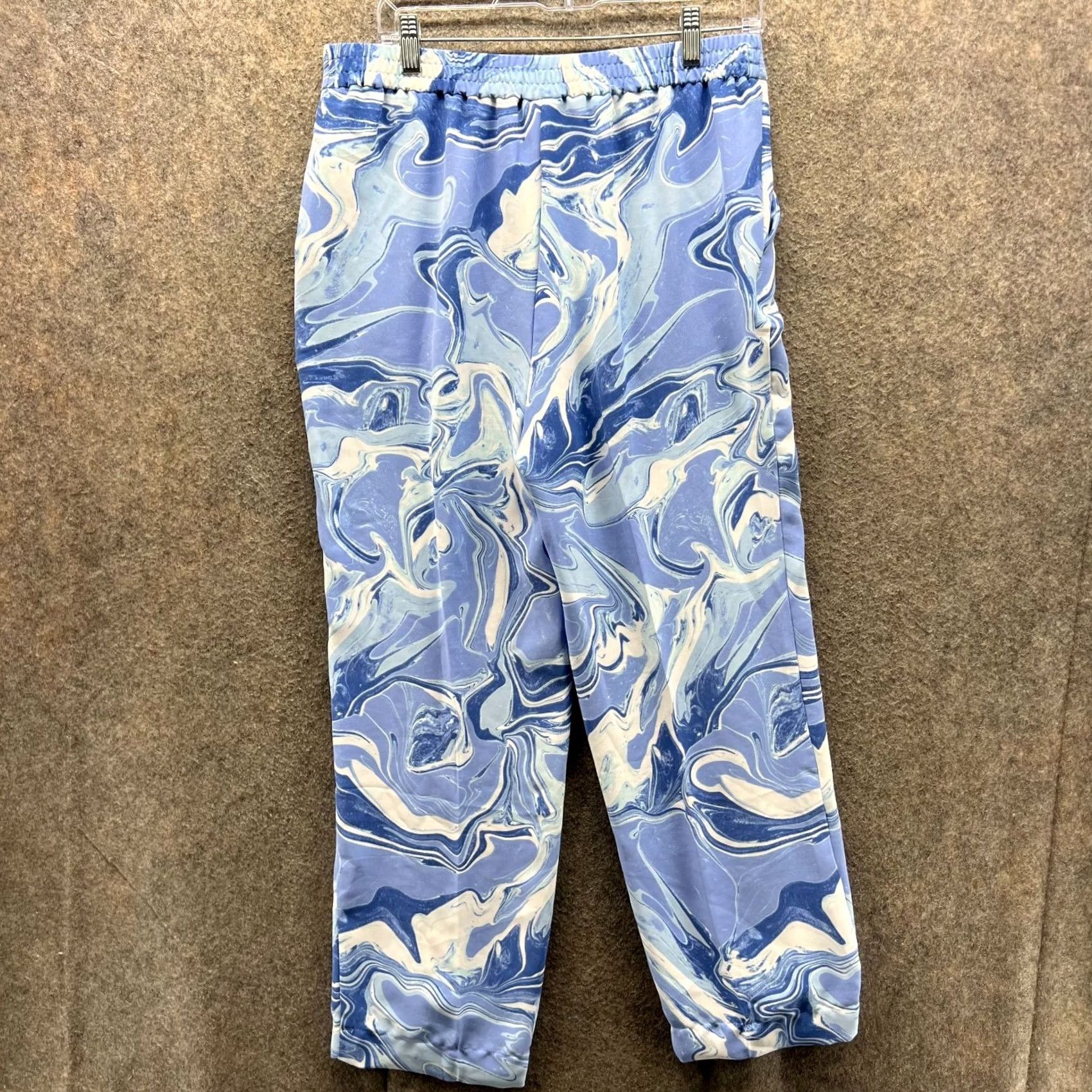 Vintage Chico'S Pants Womens 1R Blue White Stretch Fleece Elastic Waist Geometric Size 25" / US 0 / IT 36 - 2 Thumbnail