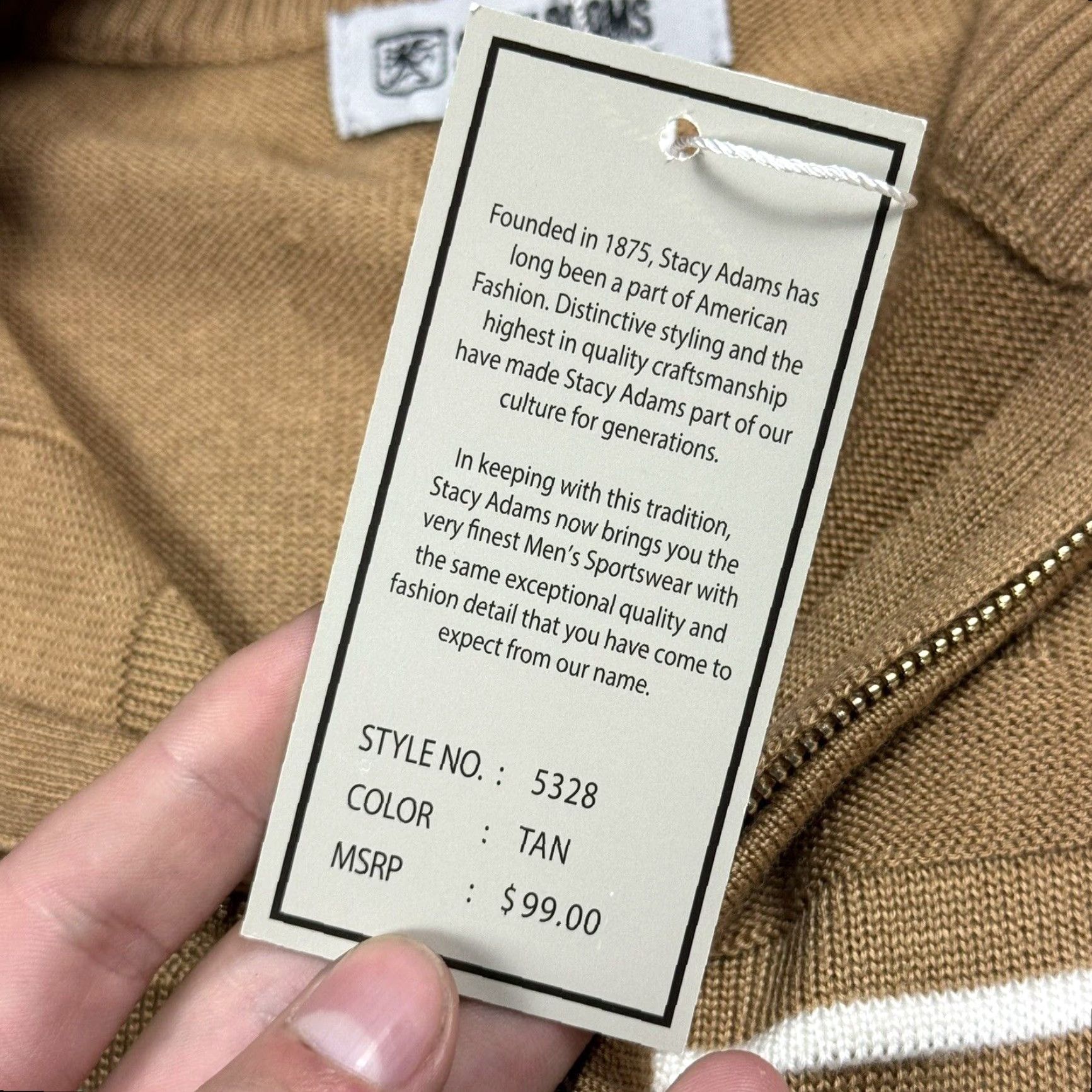 Stacy Adams Stacy Adams Designer Sweater 3XLT Big & Tall Adult Beige Knit 1/4 Zip Plaid Mens Size US XXL / EU 58 / 5 - 6 Thumbnail