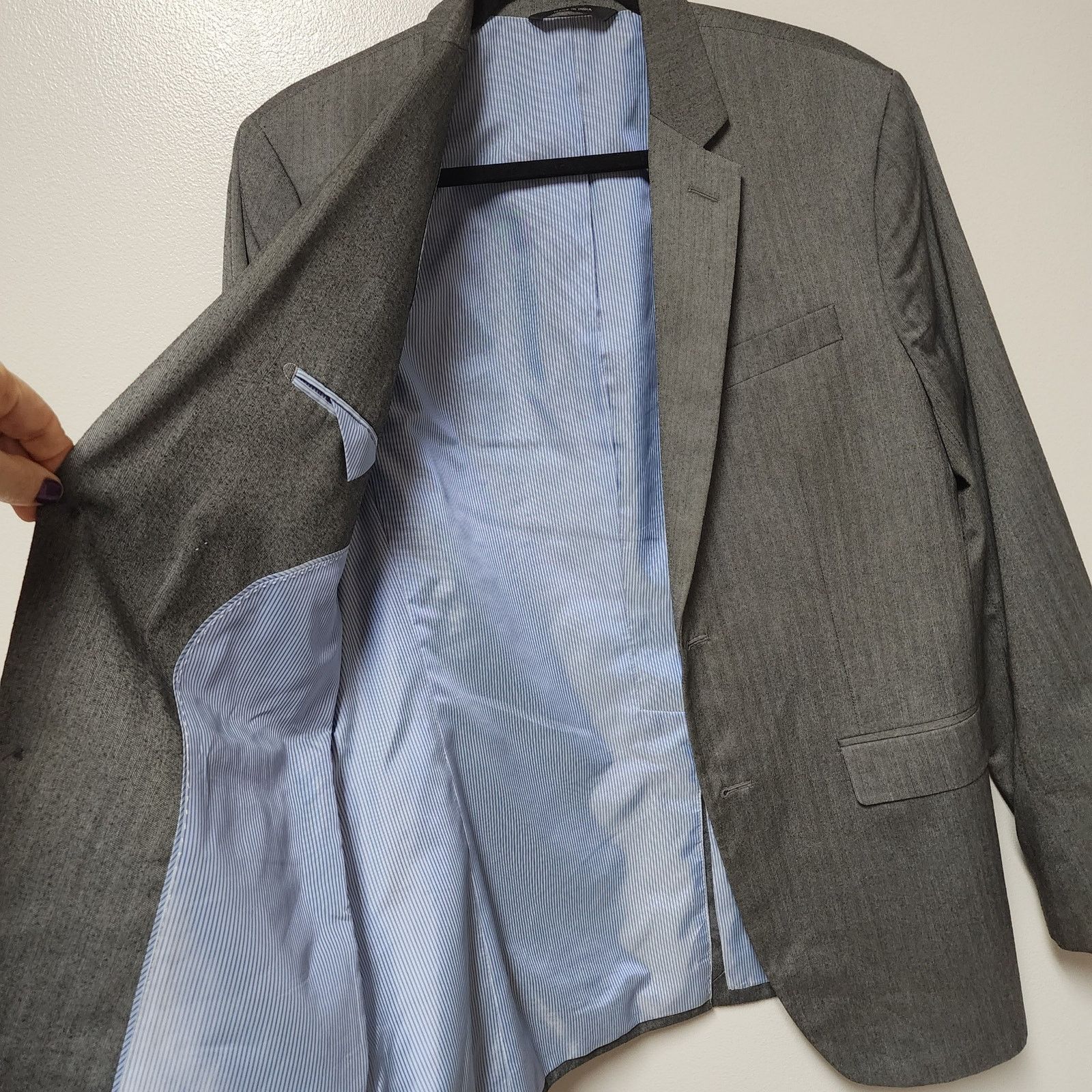 Banana Republic Banana Republic Grey Herringbone Blazer Tailored Fit 40 R Size US XXS / EU 40 - 3 Thumbnail