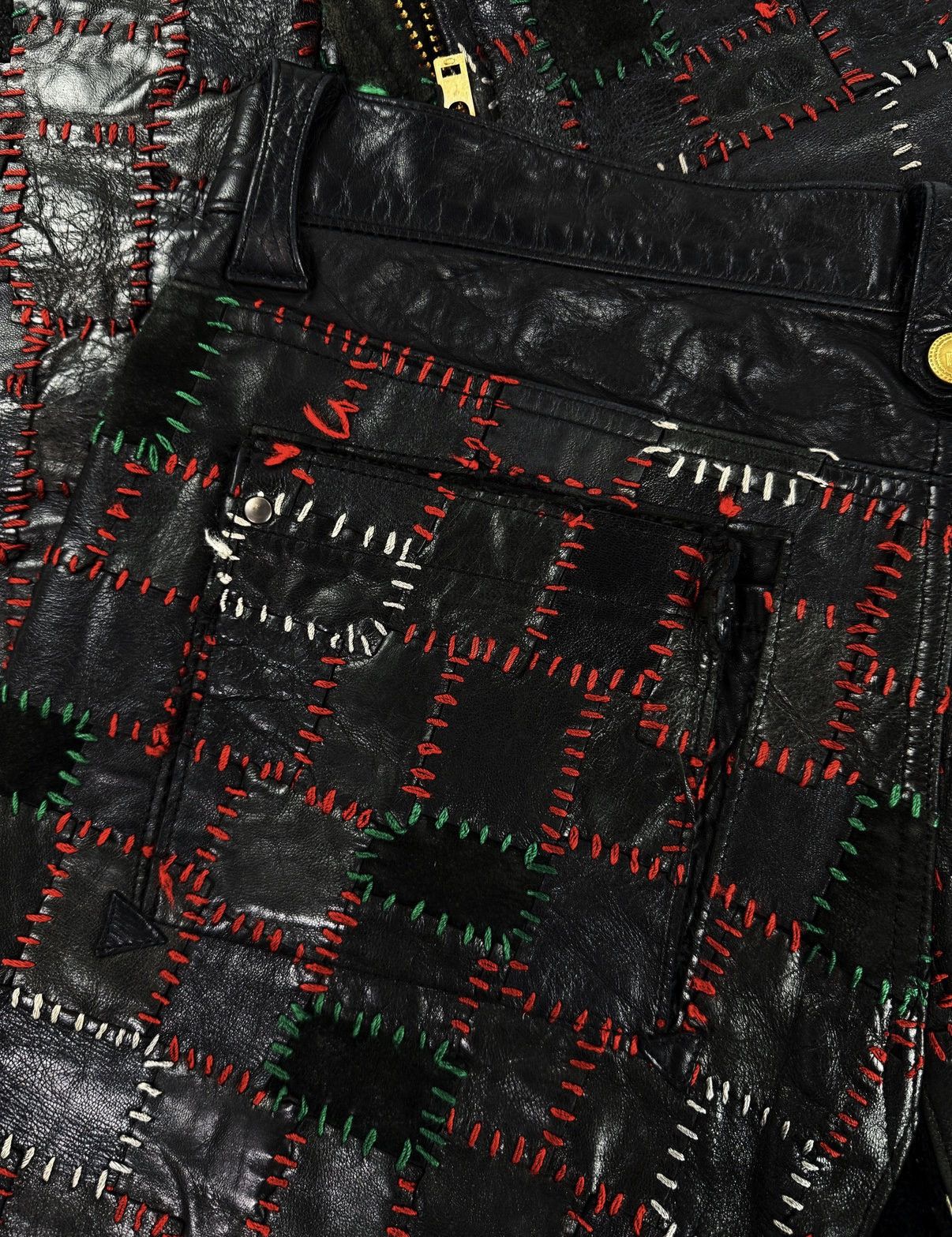 Blackmeans AW13 Blackmeans Scab Calfskin Leather Patchwork Crust Pants Size US 31 - 5 Thumbnail