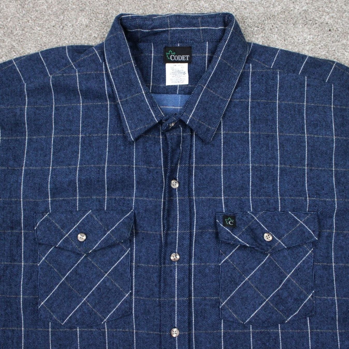 Vintage Codet Flannel Shirt Men 4XL Blue Heavyweight Long Sleeve Button Up Plaid Cotton shirt Size US XXL / EU 58 / 5 - 5 Thumbnail