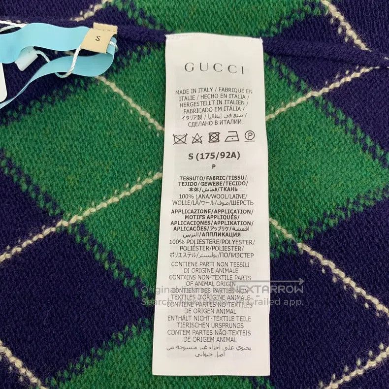 Gucci Green diamond wool V-neck single-breasted long-sleev