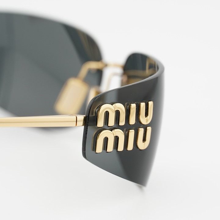 Miu Miu Miu Miu MUA51S 5AK5S0 Sunglasses Gold Rectangle Frame Size ONE SIZE - 6 Thumbnail