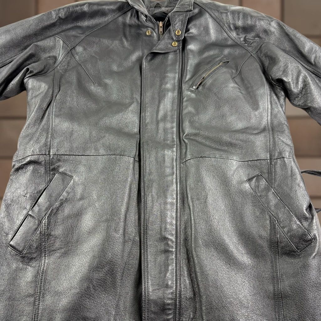 Cougar Cougar Jacket Mens XL Black Leather Full Zip Biker Trench Lined Size US XL / EU 56 / 4 - 1 Thumbnail