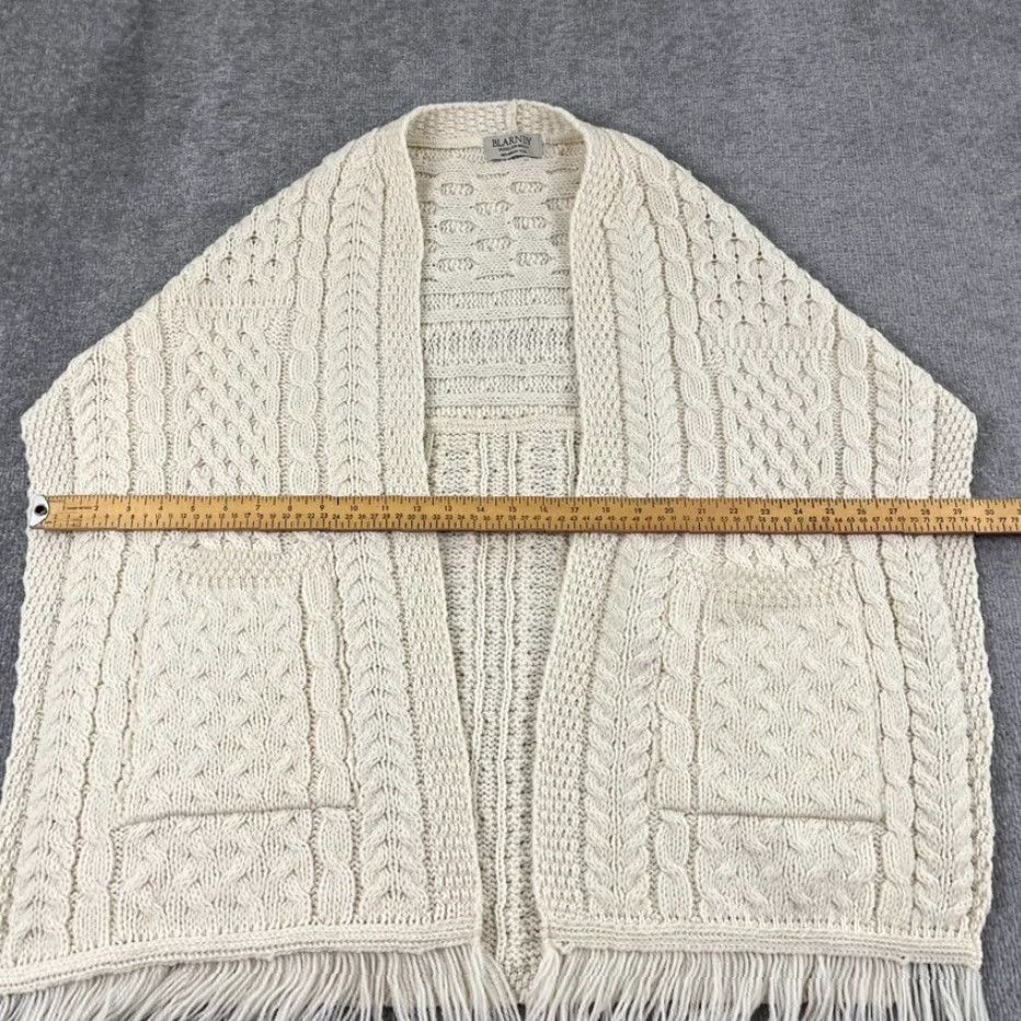 Vintage Blarney Sweater Adult One Size Brown Merino Wool Cable Knit Drape Poncho Womens Size ONE SIZE - 5 Thumbnail