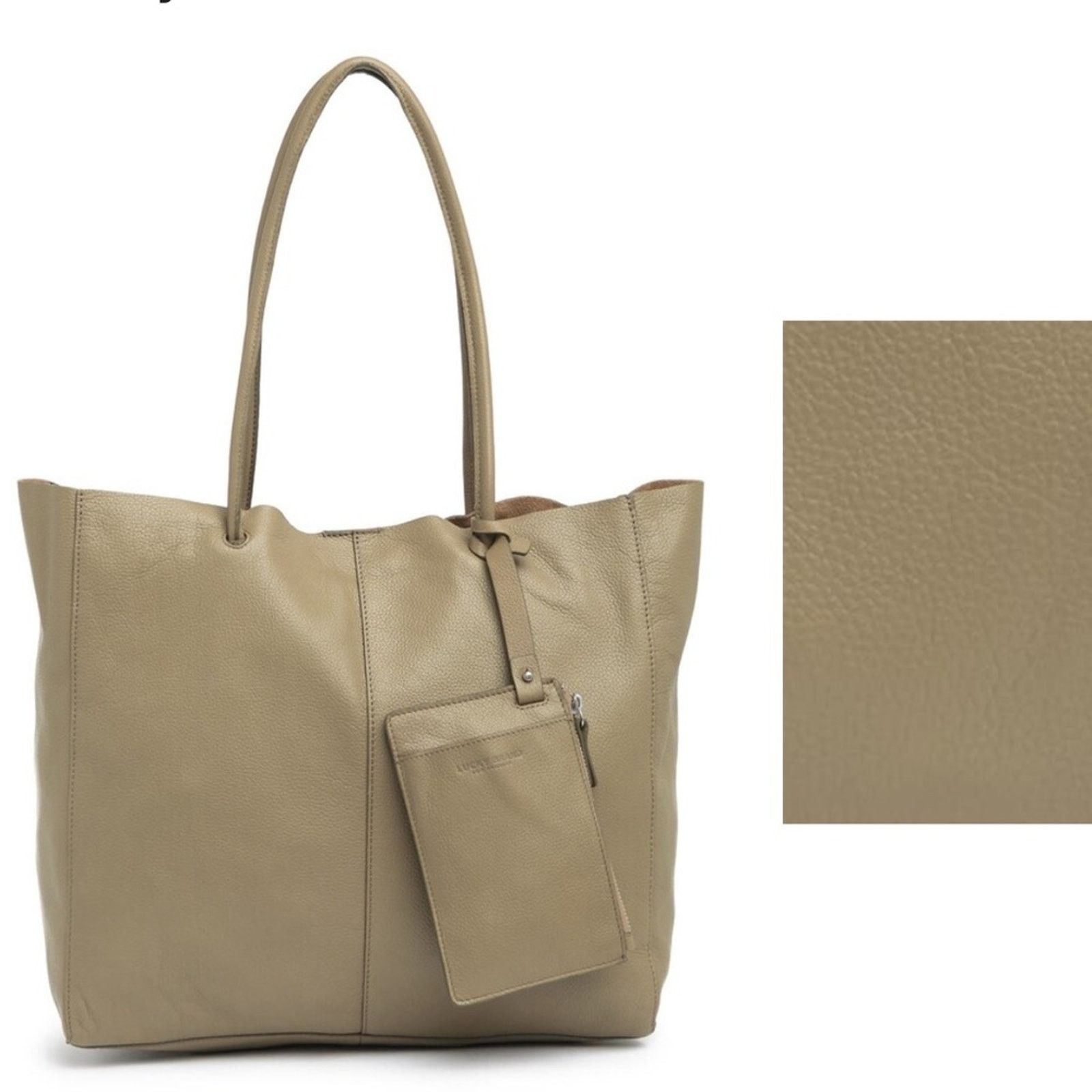 Lucky Brand Jaid Taupe Leather Shoulder Carryall Tote Bag in Grey, Women's
